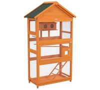 Jaula para pájaros sobre pie 92 x 52 x 171 cm Gran espacio Bandeja corrediza estilo rústico exterior de madera maciza naranja 21_0007588