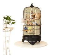 Jaula para pájaros sólida, atrapasemillas, Portador de pájaros Hecho a Mano, Jaula Redonda de Metal de Acero Inoxidable, Jaula para pájaros con Perlas para Loros, Jaula para pájaros de Seda de