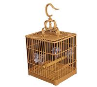 Jaula para pájaros sólida Jaula para pájaros Jaula de baño de plástico Cuadrada Pinzón Pájaro Myna Loro Jaula para pájaros Colgante portátil con Varilla de pie y Taza de alimentación para agapornis