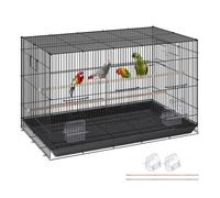 Jaula para pájaros VEVOR de 30 pulgadas, jaulas grandes de metal para periquitos, caturras, loros pequeños, y canarios, jaula para aves de con soporte con ruedas y bandeja