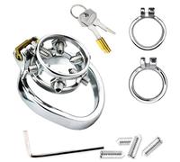 Jaula para pene con púas de acero inoxidable Estimulación Jaula para pene 4 tamaños de anillo disponibles CBT Jaula de castidad de metal Hombres SM Juego sexual extremo Juguetes sexuales(Bogenring,45m