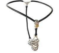 Jaula para pene de acero inoxidable, jaula de castidad transpirable para hombres, jaula para pene SM, bragas de castidad, juego para hombres, cinturón de castidad Invisible(Black Schwarz,100/110cm (39