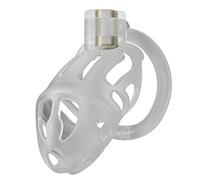 Jaula para pene Jaula de castidad Jaula de castidad Cinturón de castidad masculino para hombres Jaula para pene con 3 anillos divididos ajustables Diseño Anillos para pene SM Bondage(Clear)