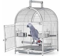 Jaula Para Periquitos Y Loros Portador De Pájaros De Hierro Forjado Jaula Para Pájaros Y Loros Jaula De Viaje Transpirable De Acero Inoxidable Adecuada Para Pinzones Extra Pequeños Zoológi(Color:Gris)