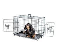 Jaula para perro FortressooXS, caja de transporte para perro y cachorro, 56 x 33 x 41 cm, plegable, 2 puertas, bandeja extraíble, uso interior, paitsy