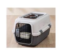 Jaula para Perros Air Box Cat Cage Checked Pet Breathable Travel Large Capacity Dog Portable Car Space Capsule(Grey)