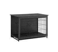 Feandrea Jaula para Perros, Mesa Auxiliar, Moderna Jaula para Perros hasta 32 kg, Jaula para Cachorros, Bandeja Extraíble, Casa para Mascotas, 2 Puertas, Negro Tinta PFC003B01