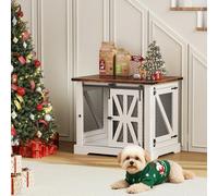 Jaula para Perros, Caja de Perro de 73 cm, Jaula para Perros de Tres Puertas para Uso Doméstico, Puerta Corredera, Casa Moderna de Madera para Perros, Cachorros, Diseño Reforzado, Blanca