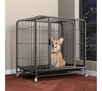 Jaula Para Perros Indestructible De Alta Resistencia, Con Ruedas Universales Silenciosas, Jaula Para Perros A Prueba De Escapes, Con Bandeja Extraíble, Jaula Extra Grande Para Interiores,A,XL