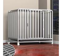 Jaula Para Perros Indestructible De Alta Resistencia, Con Ruedas Universales Silenciosas, Jaula Para Perros A Prueba De Escapes, Con Bandeja Extraíble, Jaula Extra Grande Para Interiores,F,XL