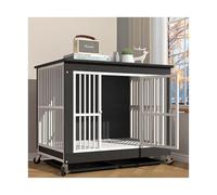 Jaula para Perros Jaula De Madera For Perros Estilo Mueble, Caseta For Interior con Inodoro, Grande For Mascotas(Negro)