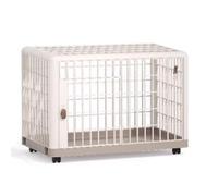 Jaula para Perros, Jaula for Mascotas de Resina con Ruedas giratorias y Protector pañales. Dos Puertas Hebilla Almacenamiento. Fácil Limpiar(98 cm L x 67 cm W x 74 cm H)