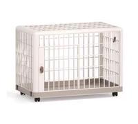 Jaula para Perros, Jaula for Mascotas de Resina con Ruedas giratorias y Protector pañales. Dos Puertas Hebilla Almacenamiento. Fácil Limpiar(83 cm L x 57 cm W x 63 cm H)