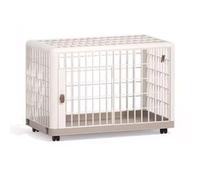 Jaula para Perros, Jaula for Mascotas de Resina con Ruedas giratorias y Protector pañales. Dos Puertas Hebilla Almacenamiento. Fácil Limpiar(66 cm L x 51 cm W x 56 cm H)