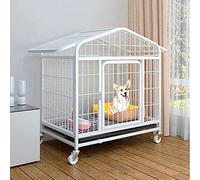 Jaula para Perros para Perros pequeños y medianos en Interiores con Inodoro, caseta para el hogar, Valla para Perros Adecuada para balcón en Interiores (Blanco 85 * 60 * 93 cm)