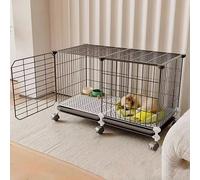 Jaula para perros pequeños y medianos, caseta interior con inodoro integrado, ruedas universales y almohadillas para los pies