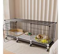 Jaula para perros pequeños y medianos, caseta interior con inodoro integrado y ruedas universales, equipada con almohadillas para los pies para mayor estabilidad y comodidad