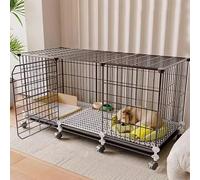 Jaula para perros pequeños y medianos, caseta interior con inodoro integrado y ruedas universales, incluye almohadillas para los pies