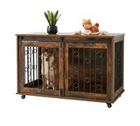 Jaula para Perros Relaxdays, Mueble-Jaula con Estante y Ruedas, 2 Puertas, HBT: 64 x 100 x 59 cm, marrón/Negro