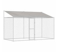 Jaula para perros rústica impermeable 4 x 2 2,56 m modelo 1 puerta gris plata acero galvanizado perfecta para grandes razas fácil de montar espaciosa para exteriores diseño rectangular