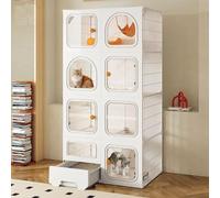 Jaula para Perros y Gatos de Interior con Caja de Arena, Corral Plegable para 1-3 Gatos, Gran Espacio de Ejercicio, Jaula DIY