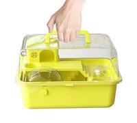 Jaula para ratón, con rueda y recinto portátil para animales pequeños, jaula transparente de 30,5 cm para hámsters pequeños, para ratones enanos, jerbos, erizos, animales pequeños, interior, exterior