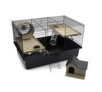 Jaula para roedores ZooPaul para Animales pequeños Mat II Incl. Accesorios Jaula para Raton Negro Beige 48x31x29 cm