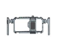 Jaula para smartphone con doble asa, 5 adaptadores de zapata fría, agujero de tornillo de 1/4, compatible con rangos de 17,2 x 9 cm, la mayoría de teléfonos, jaula de aleación de aluminio para