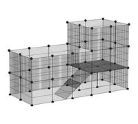 PawHut Recinto para Animales pequeños con Rejilla 140x70x105cm Negro