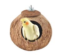 Jaula pequeña para pájaros, de pájaro de coco | Casa de anidación de cáscara de coco | de nueces de coco para un refugio cómodo, hogar de pájaros hecho a mano para loros pequeños,