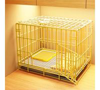 Jaula Perro Caseta Perros Exterior Hecha De Metal Casita for Mascotas Plegable for Guardar con Inodoro Extraíble Longitudes: 50/60/70/85 Cm Fácil De Limpiar(Yellow,60 * 43 * 50cm)