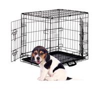 Relaxdays Jaula Perro Plegable con Asa, Acero, Negro, 55 x 61.5 x 47 cm