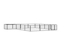 Jaula Perros 16 Paneles Acero Recubierto Polvo, LAPOOH Parque para Perros, Valla Perros, Corralito para Perros, Corral Perro, Vallado para Perros, Corral para Conejos, Negro 100x50 cm
