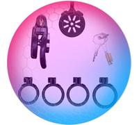 Jaula Plana Negra Masculina con 4 Anillos Y Accesorios, Jaula De Resina Anti Desnuda para Ejercicio Masculino-K + 2 (Tapa Negativa)