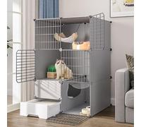 Jaula plegable for gatos, jaula portátil for gatos, jaulas for gatos de interior con caja de arena, jaulas for gatos de interior grandes, 4 tamaños, for cabaña/hogar/exterior/interior/balcón(Color:B,S