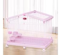 Jaula Plegable for Perros, Fabricada en Metal, con 2 Ganchos Superiores, Doble Puerta, Ruedas y bandejas extraíbles(Rose,83 cm L x 52 cm W x 64 cm H)
