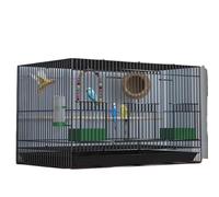 Jaula Plegable Grande for Loros, Canarios, observación, cría, de Metal antioxidante, for pájaros, decoración de Nido con Bandeja, comedero, Soporte de Juego, viga(Black,40x30x30 6parts)