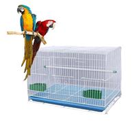 Jaula Plegable Grande for Loros, Canarios, observación, cría, de Metal antioxidante, for pájaros, decoración de Nido con Bandeja, comedero, Soporte de Juego, viga(Blue,40x30x30 3parts)