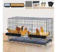 Jaula plegable para aves de corral con bandeja de basura y recogedor de huevos, gallinero para interiores y exteriores para animales pequeños, corralito de juegos con cerradura de puerta segura