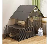 Jaula plegable para gatos con escaleras, corral interior para mascotas, recinto de alambre de metal desmontable para animales pequeños, lugar de ejercicio para múltiples gatos