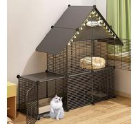 Jaula plegable para gatos con escaleras, recinto para mascotas, corral interior para animales pequeños, bolígrafo de ejercicio de alambre de metal desmontable para 1-3 gatos
