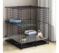 Jaula plegable para gatos con hamaca y escalera de escalada, recinto de metal para gatos para uso en interiores y exteriores, fácil de llevar, diseño desmontado (tamaño: 111 x 74 x 7)