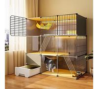 Jaula plegable para gatos, jaula de alambre de metal, fácil montaje, caja de arena independiente, gran espacio de ejercicio para 1-2 gatos
