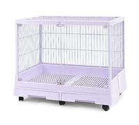 Jaula portátil para conejos con ruedas, bandejas extraíbles y puerta de vidrio templado para una fácil limpieza y seguridad de mascotas