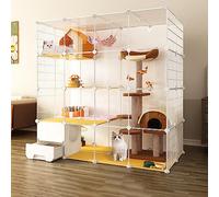 Jaula Portátil para Gatos, Jaula Grande para Gatos De Interior, Jaula para Gatos De Interior con Caja De Arena, Jaulas para Mascotas para Animales Pequeños, Parque Infantil para Gatos De Bricolaje E