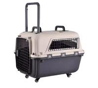 Jaula portátil para perros, jaula de metal y plástico con asa y cierre de resorte bidireccional, fácil de limpiar para perros pequeños y medianos, dimensiones: 70 x 53 x 48 cm