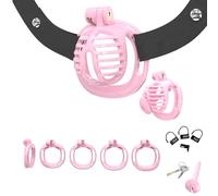 Jaula protectora de entrenamiento para hombre con resina incrustada en múltiples diseños, con 1 cintura elástica negra ajustable y 4 anillos de ajuste para un ajuste seguro-ESLZ10C (Rosa, Set-M 2)