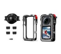 Jaula protectora de metal para Insta360 X6, carcasa protectora de aleación de aluminio con cubierta de lente y protector de viento para micrófono, jaula de cámara con roscas de 0.25 pulgadas