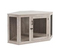 Jaula resistente para perros, de madera resistente a las mordidas, muebles multifuncionales para perros pequeños, medianos y grandes, estilo rústico, armario lateral, diseño decorativo