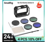 Jaula SmallRig para DJI Osmo Action 6 con kit de filtros ND, paquete de 4 filtros CPL ND8 ND16 ND32 de densidad neutra polarizadores a presión 6374